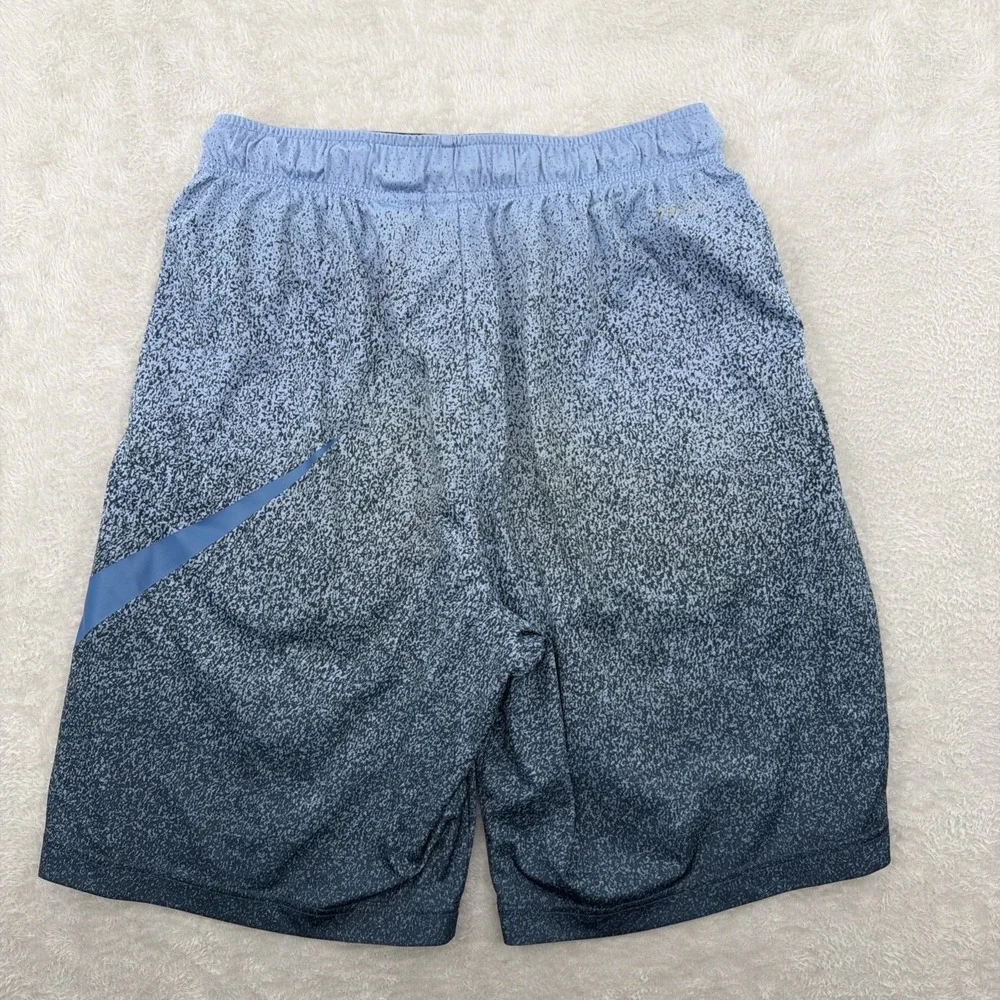 NIKE MENS BLUE BASKETBALL DRI-FIT SHORTS SIZE MEDIUM EUC ALL OVER PRINT Splatter